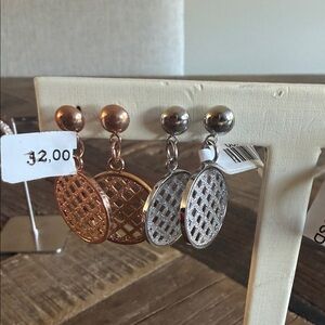 Chic Gold and Silver Lattice Earrings